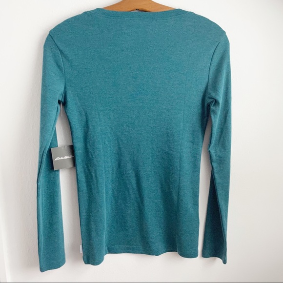 Eddie Bauer Favorite Long-Sleeve V-Neck Tee T-Shirt Dark Teal Size XS - Picture 8 of 8